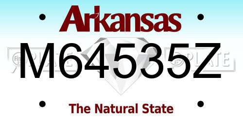 M64535Z Arkansas License Plate