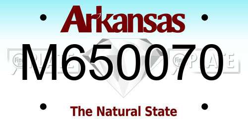 M650070 Arkansas License Plate