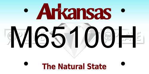 M65100H Arkansas License Plate