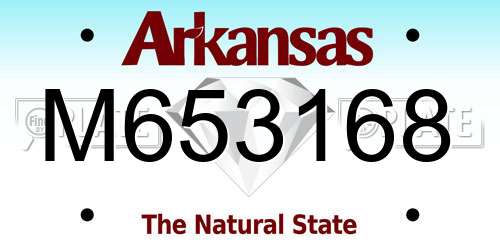 M653168 Arkansas License Plate