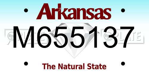 M655137 Arkansas License Plate