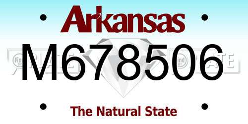 M678506 Arkansas License Plate