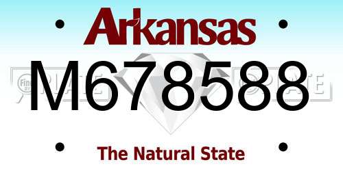 M678588 Arkansas License Plate