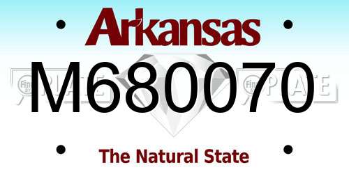 M680070 Arkansas License Plate