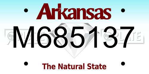 M685137 Arkansas License Plate