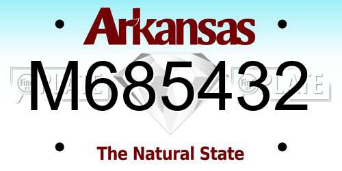 M685432 Arkansas License Plate