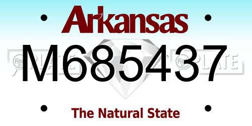 M685437 Arkansas License Plate