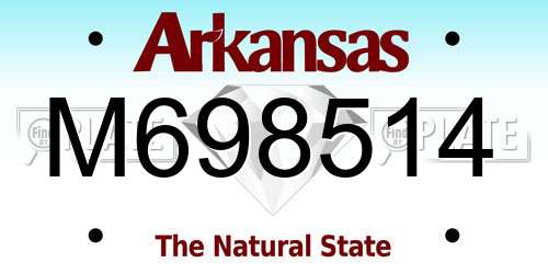 M698514 Arkansas License Plate
