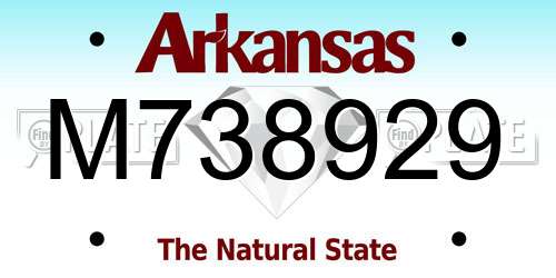 M738929 Arkansas License Plate