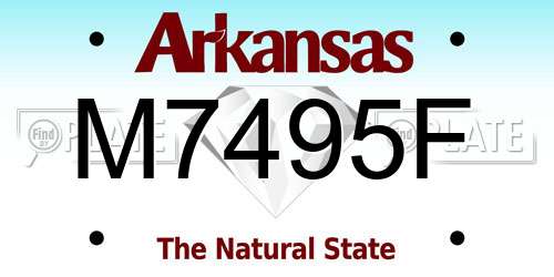 M7495F Arkansas License Plate