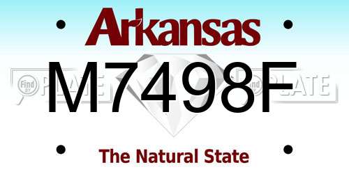 M7498F Arkansas License Plate
