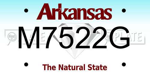 M7522G Arkansas License Plate