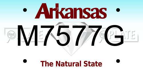 M7577G Arkansas License Plate