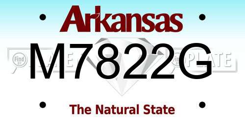 M7822G Arkansas License Plate