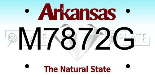 M7872G Arkansas License Plate