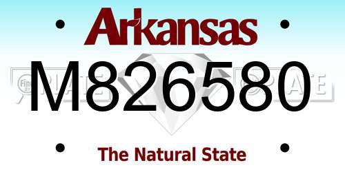 M826580 Arkansas License Plate