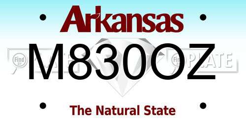 M830OZ Arkansas License Plate