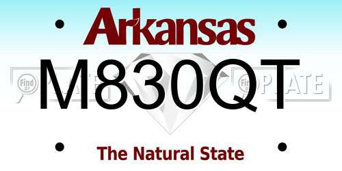 M830QT Arkansas License Plate