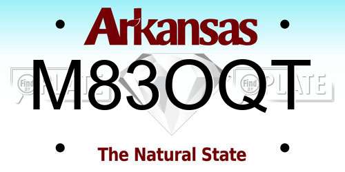 M83OQT Arkansas License Plate