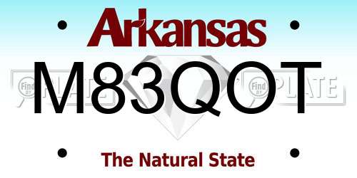 M83QOT Arkansas License Plate