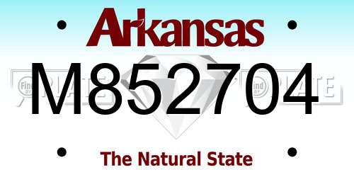 M852704 Arkansas License Plate