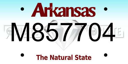 M857704 Arkansas License Plate