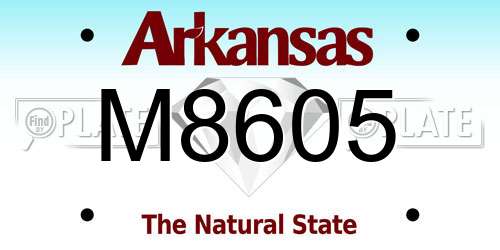 M8605 Arkansas License Plate