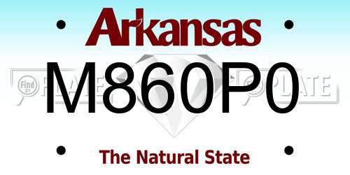 M860P0 Arkansas License Plate