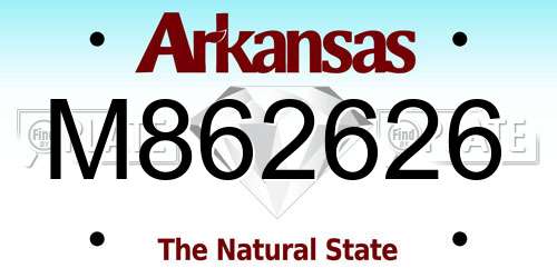 M862626 Arkansas License Plate