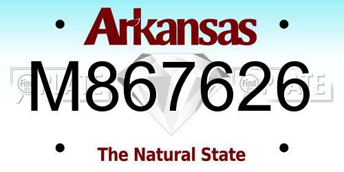 M867626 Arkansas License Plate