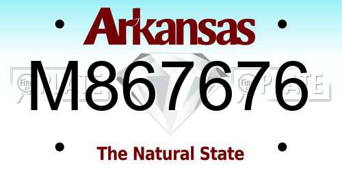 M867676 Arkansas License Plate