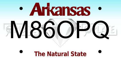 M86OPQ Arkansas License Plate