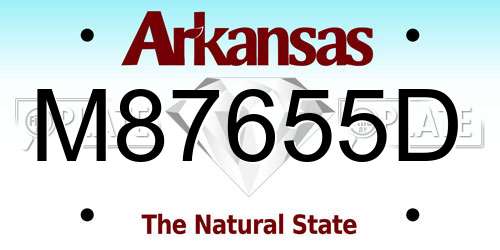 M87655D Arkansas License Plate