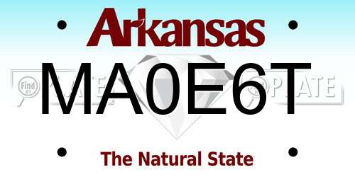 MA0E6T Arkansas License Plate