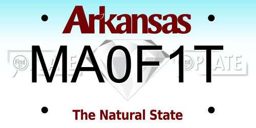 MA0F1T Arkansas License Plate