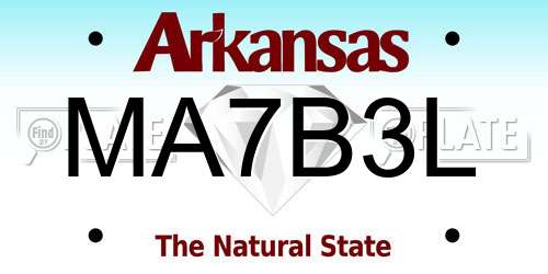 MA7B3L Arkansas License Plate