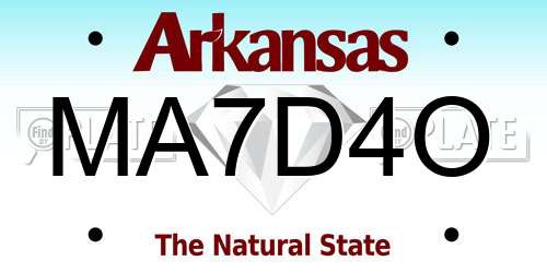 MA7D4O Arkansas License Plate