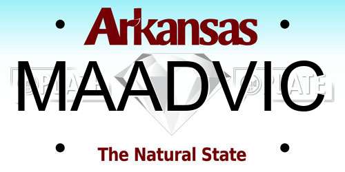 MAADVIC Arkansas License Plate