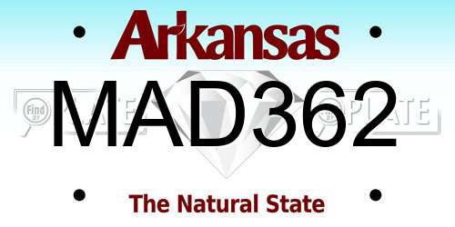 MAD362 Arkansas License Plate