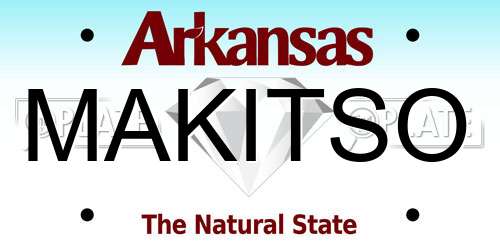 MAKITSO Arkansas License Plate