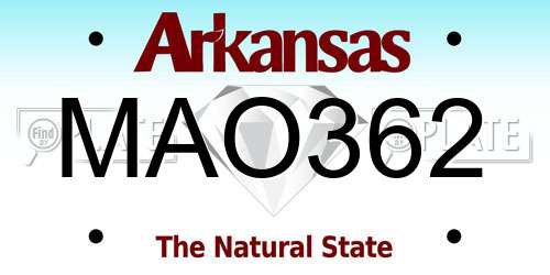 MAO362 Arkansas License Plate