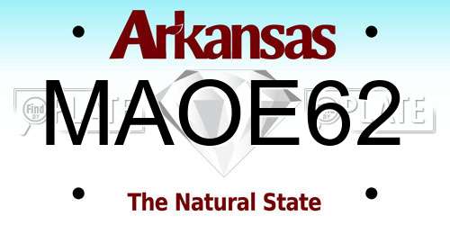 MAOE62 Arkansas License Plate