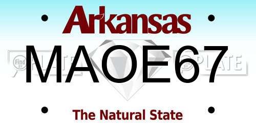 MAOE67 Arkansas License Plate