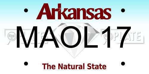 MAOL17 Arkansas License Plate