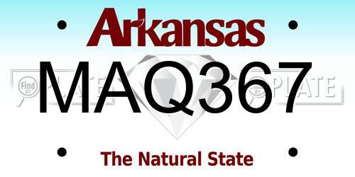 MAQ367 Arkansas License Plate