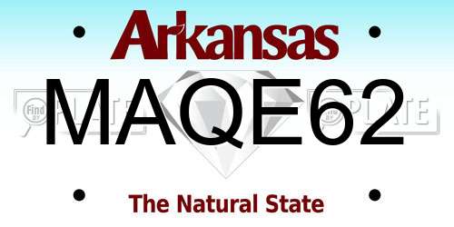 MAQE62 Arkansas License Plate