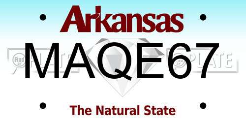 MAQE67 Arkansas License Plate