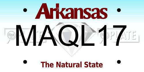 MAQL17 Arkansas License Plate