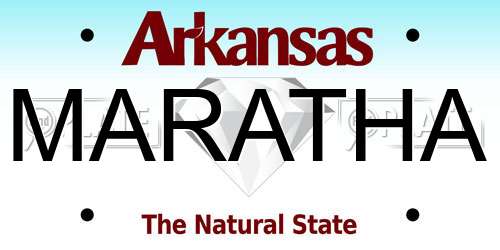 MARATHA Arkansas License Plate