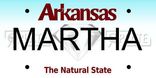 MARTHA Arkansas License Plate